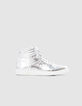 Sneakers montantes silver cuir métallisé Femme-1