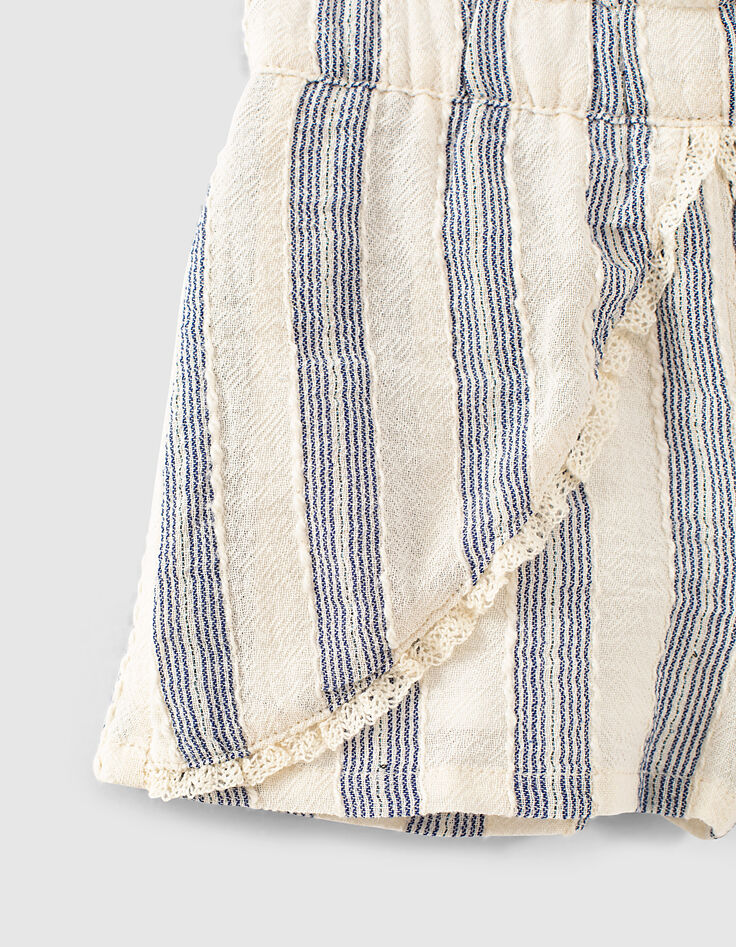 Cremeweiße Shorts mit blauen Streifen für Babymädchen-6