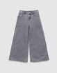 Wide grey jeans with removable printed belt for girl-5