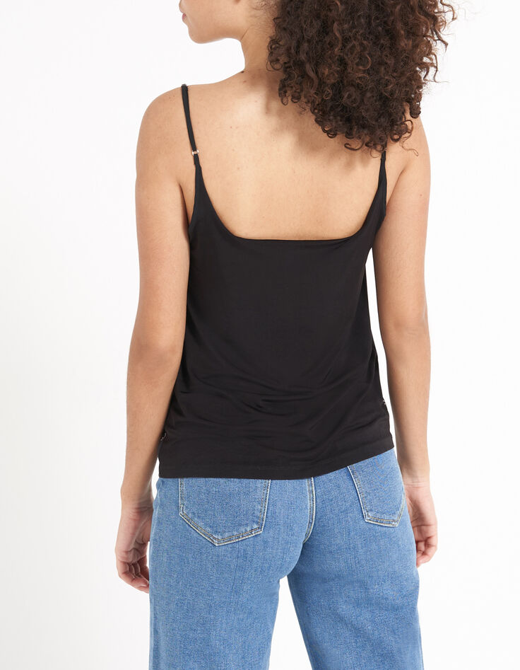 Schwarzes bedrucktes Top mit Sport-BH Free Boobs I.Code-3