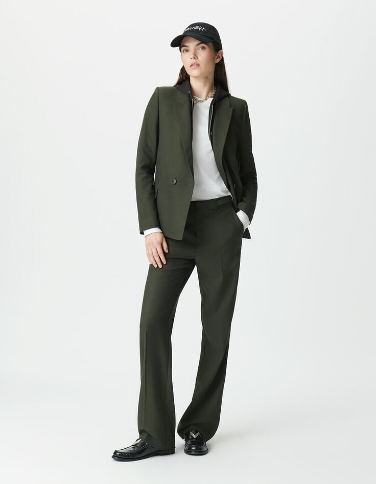 Veste de tailleur kaki parementure amovible Femme-1 Veste de tailleur kaki parementure amovible Femme-1