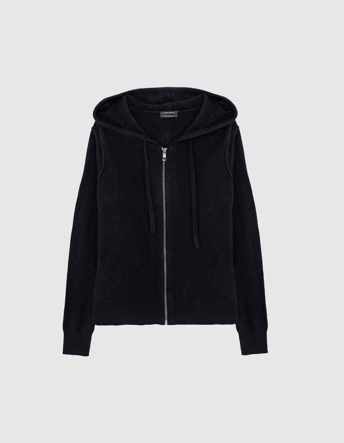 Damenkapuzenstrickjacke aus Kaschmir mit Fischgräten-5