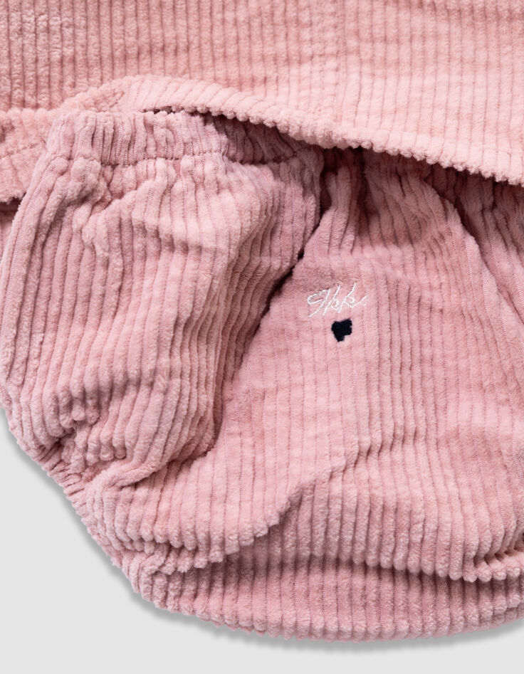 Ensemble t-shirt blanc, robe et bloomer roses bébé fille-9
