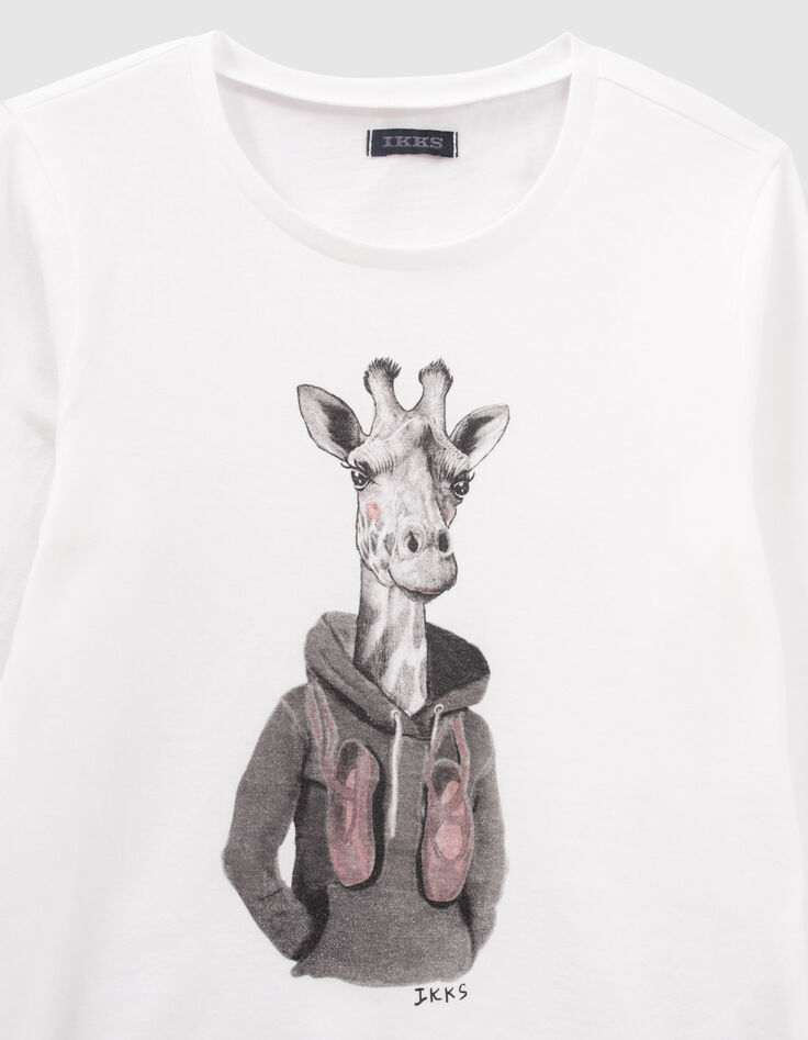 Camiseta blanco roto jirafa bailarinas ni&ntilde;a-3