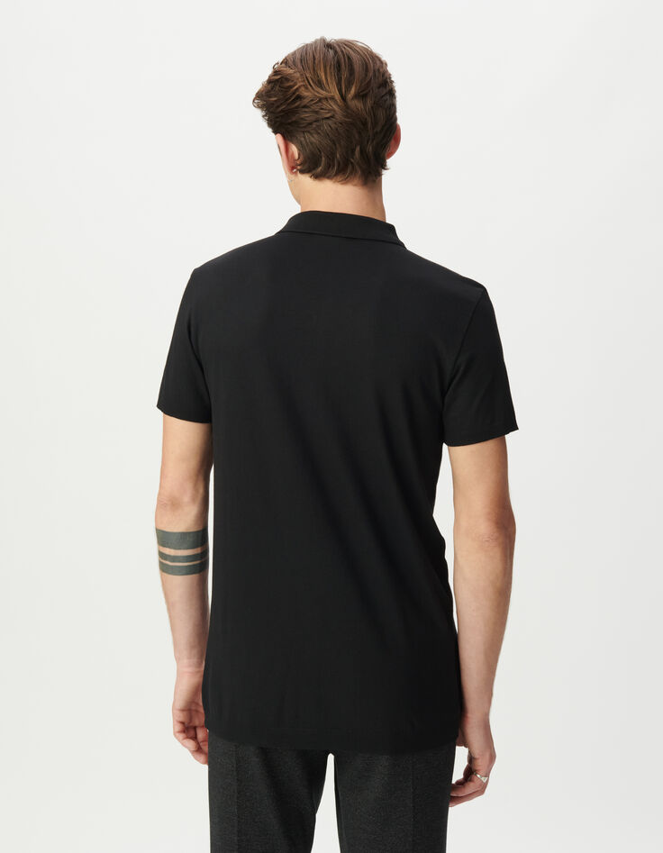 Polo noir en coton modal Homme-3