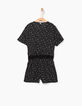Combi short noir à imprimé pois revisité fille-2