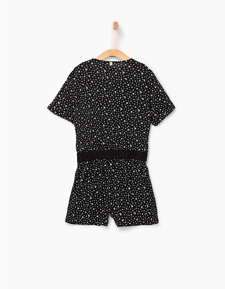 Combi short noir à imprimé pois revisité fille-2