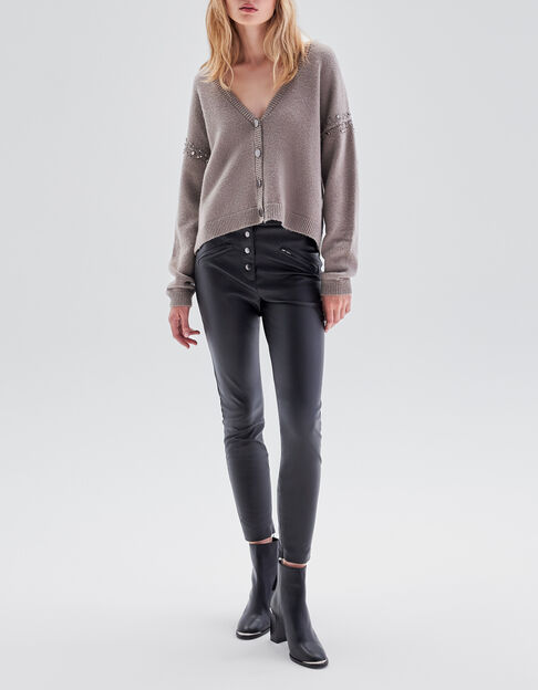 Cardigan beige tricot décor strass emmanchures Femme - IKKS