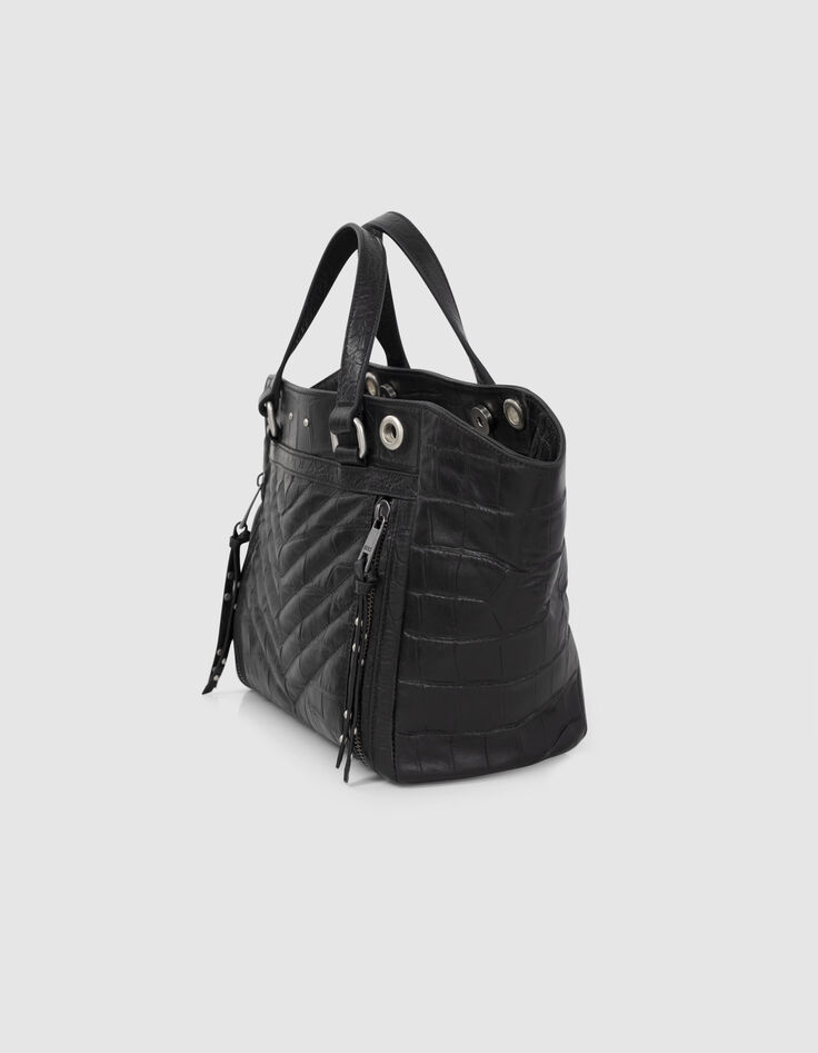 Sac cabas 1440 MEDIUM CROCO matelassé chevron femme-4