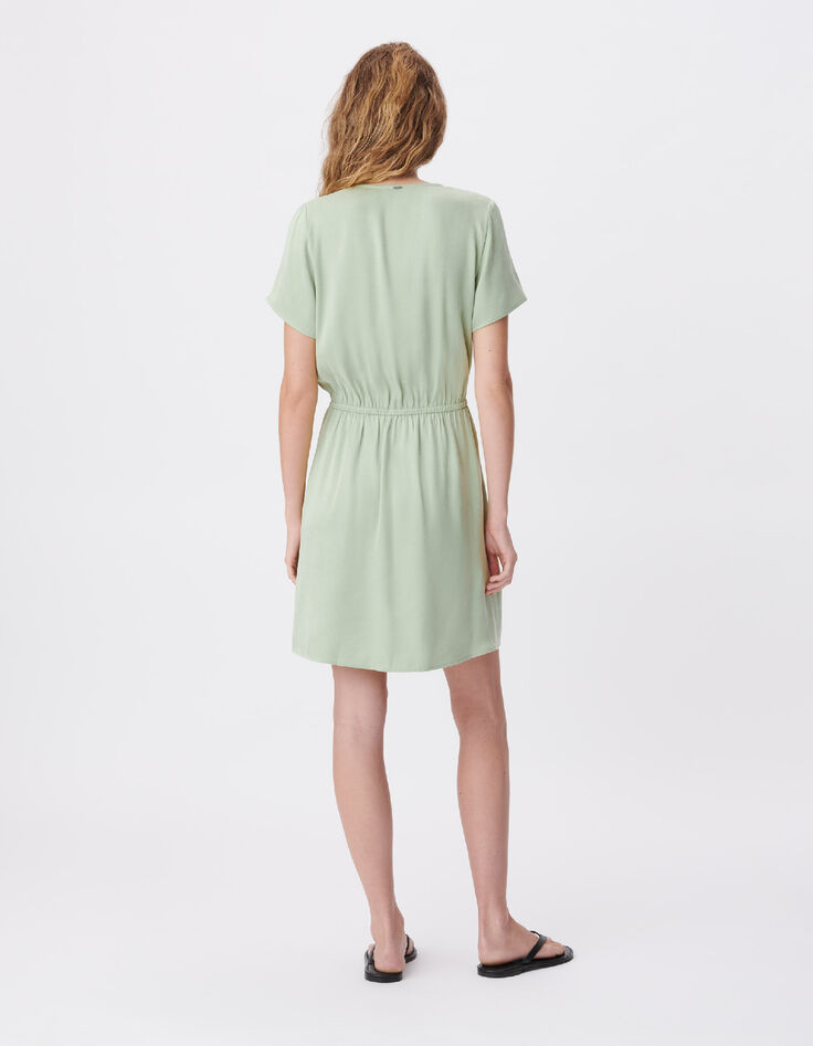 Women&rsquo;s flowing green wrap-style dress-2
