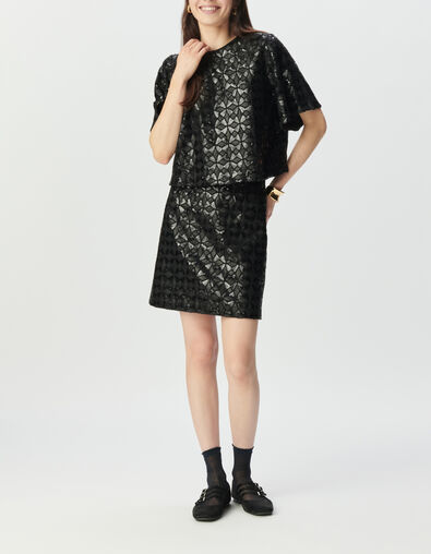Jupe noire broderies sequins graphiques Femme - IKKS