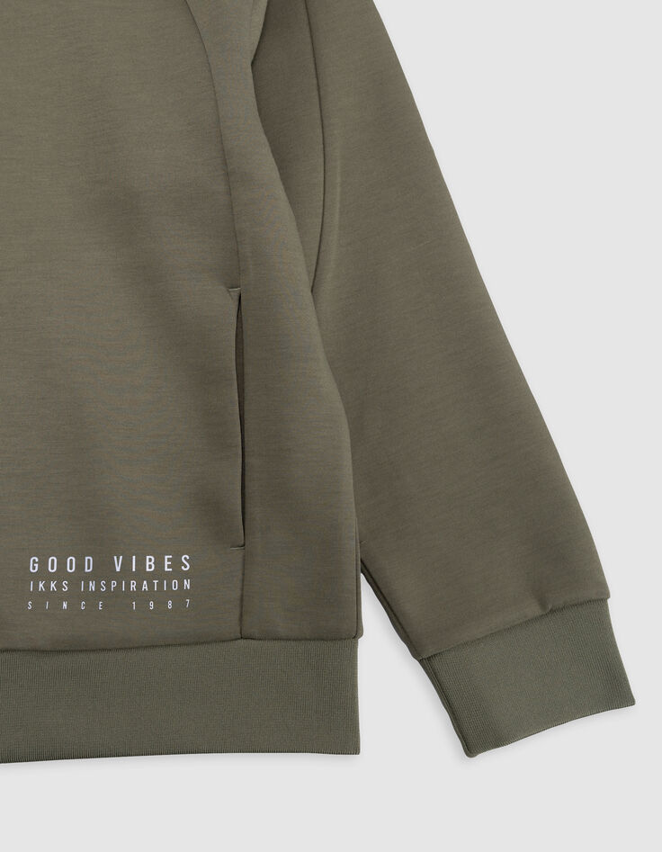 Cardigan relaxed kaki zippé molleton garçon-7
