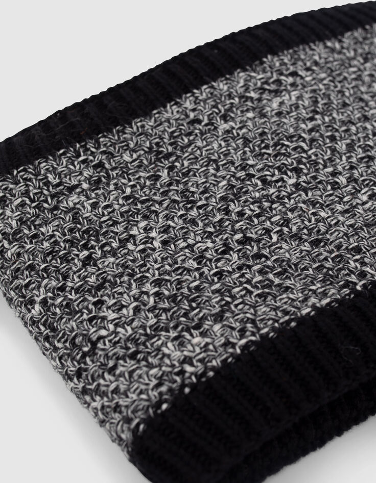 Snood noir tricot chiné badge logo bébé garçon-5 Snood noir tricot chiné badge logo bébé garçon-5