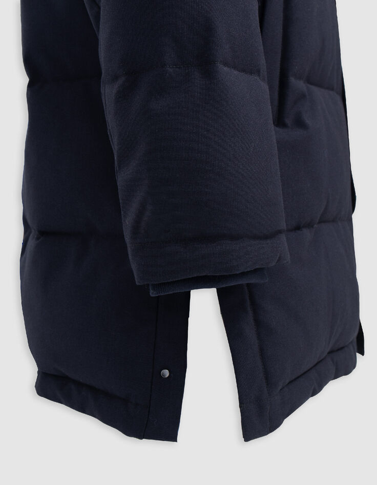 Men's long navy quilted down jacket-7