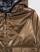 Girls&rsquo; navy tattoo print and gold reversible padded jacket-4