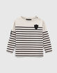 Boys’ ecru sailor top with black stripes and badges-1