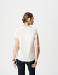 Camiseta blanca con cuello en V y diseño en espiral Tipo Mujer-3