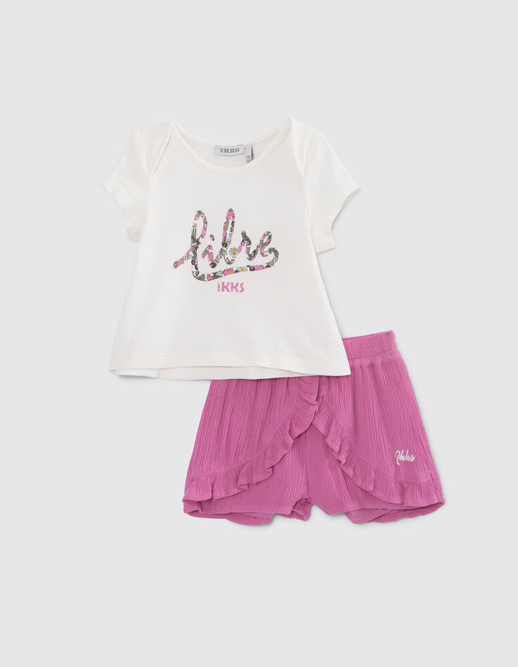Conjunto camiseta, shorts y cinta bebé niña-2