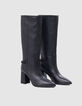 Bottes THE 1. noires cuir détail gourmette Femme-4