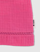 Blouse rose crépon encolure élastiquée fille-4