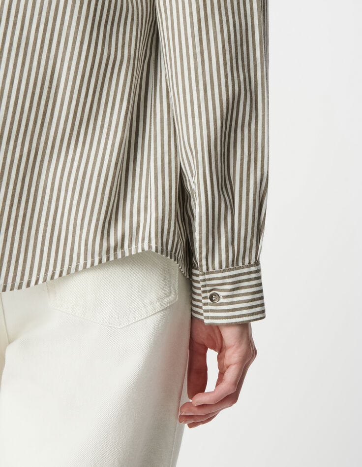 Chemise coton bio rayures gris clair Femme-4