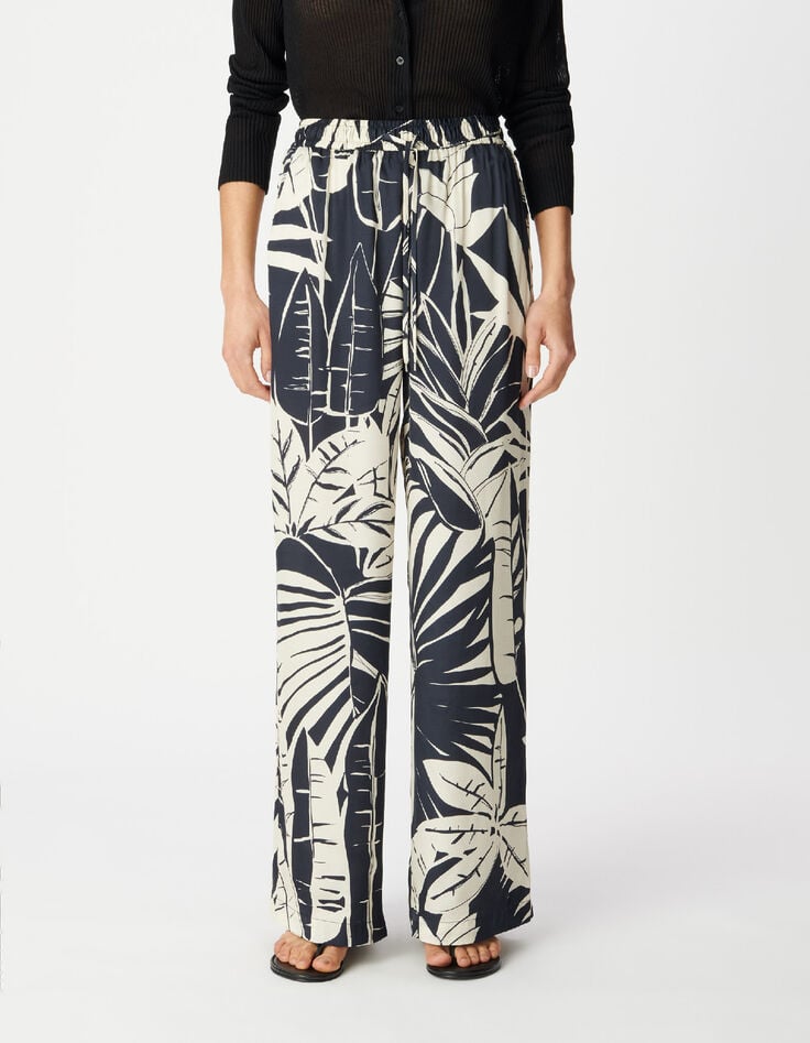 Marinefarbene Maxi-Hose mit weitem Bein f&uuml;r Damen-3