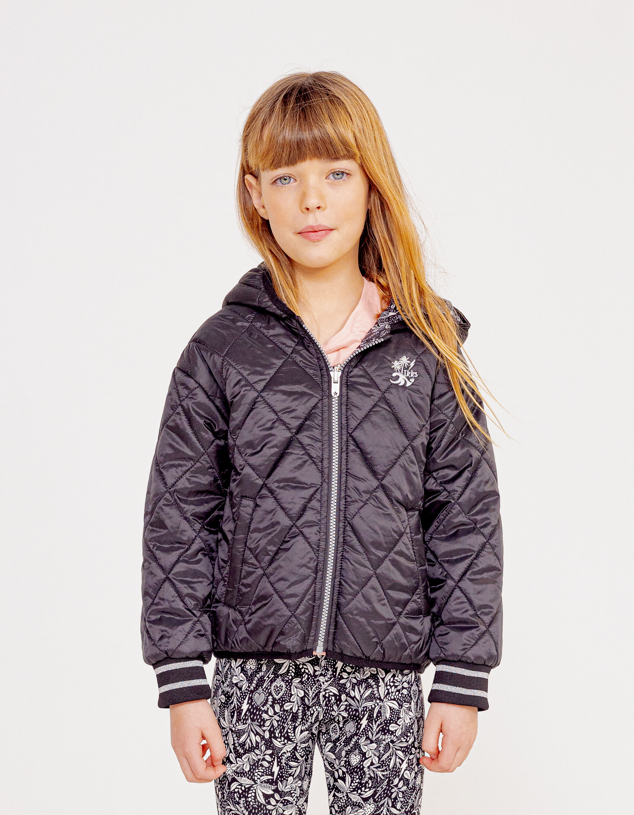 Doudoune reversible noire jungle rock et noire unie fille IKKS