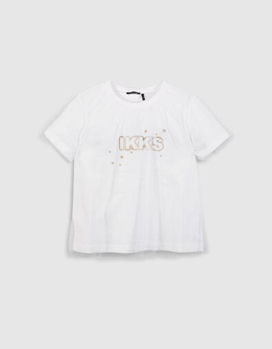 Wei&szlig;es Bi-Material-T-Shirt mit T&uuml;ll-Oberteil M&auml;dchen - IKKS