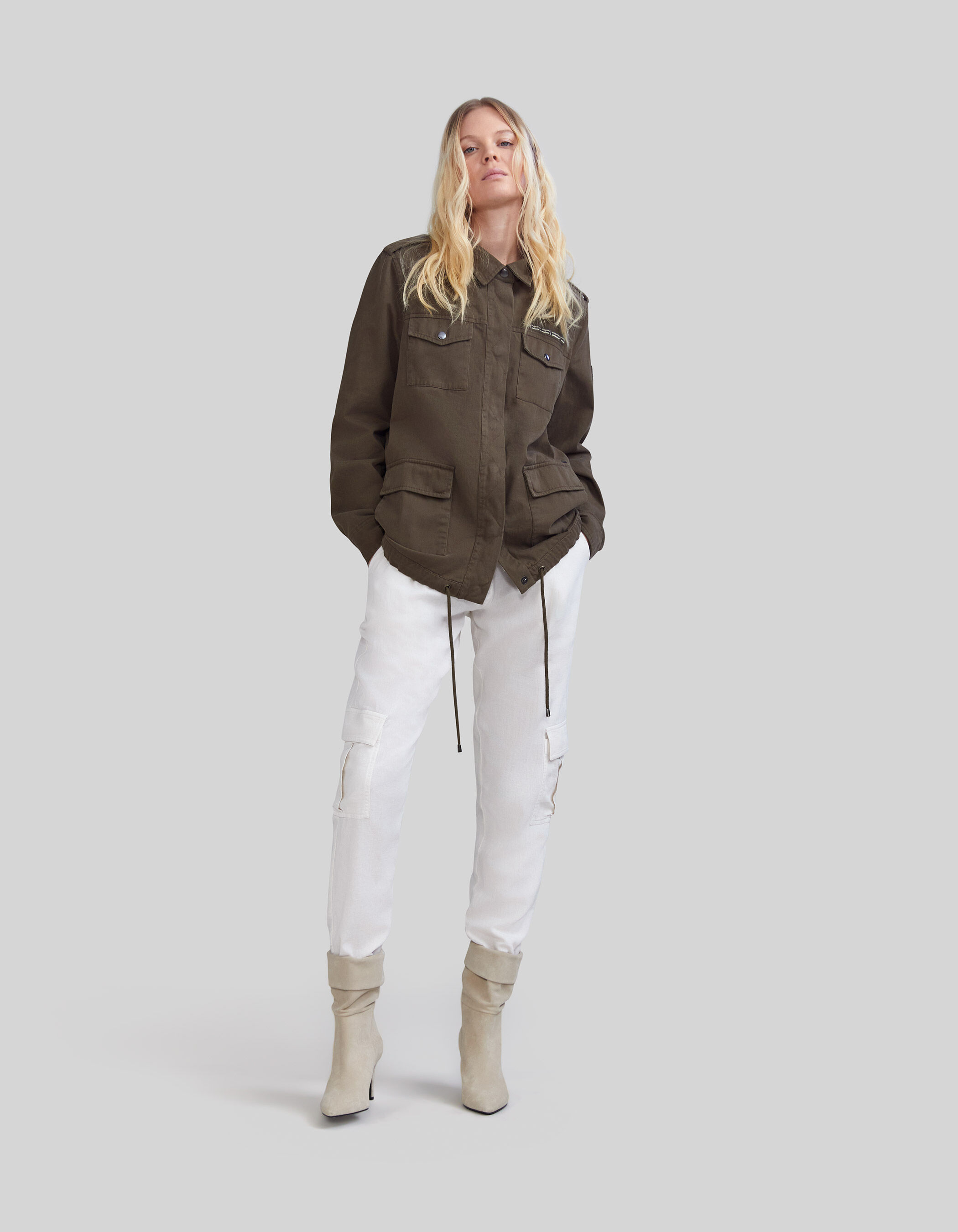 Veste saharienne kaki coton maxi visuel dos Femme IKKS