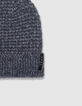 Gorro azul punto acanalado vuelta hombre-2 Gorro azul punto acanalado vuelta hombre-2