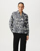 Camisa azul grisáceo satinado estampado pañuelo mujer-2