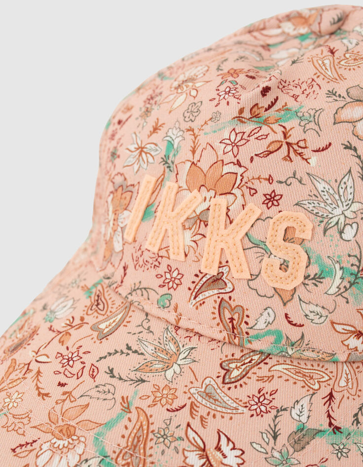 Gorra melocotón estampado floral bordado niña-4