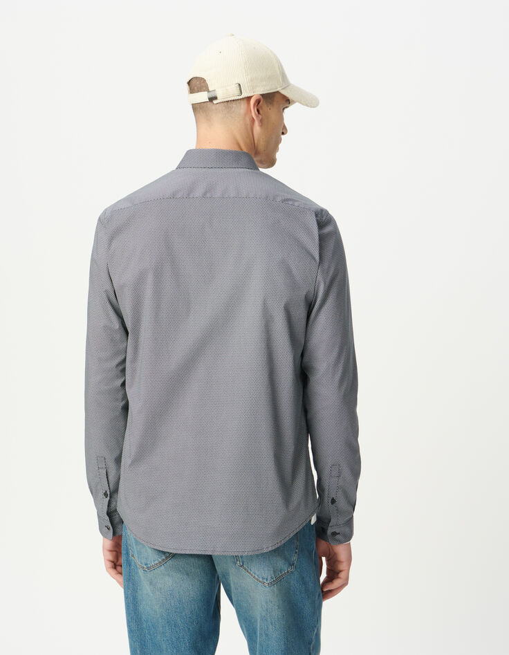 Chemise slim marine imprimé minimaliste Homme-3 Chemise slim marine imprimé minimaliste Homme-3