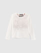 Girls’ ecru sport T-shirt with tie-dye bra top-5