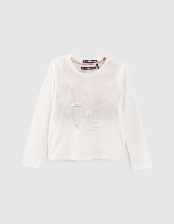 Girls’ ecru sport T-shirt with tie-dye bra top-5