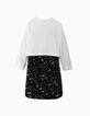 Girls’ white sweatshirt & black Sakura print 2-in-1 dress-5