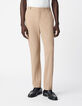 Pantalon de costume beige fonc&eacute; seersucker Homme-1