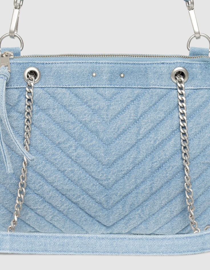 Sac pochette 1440 Reporter bleu en jean délavé Femme-3 Sac pochette 1440 Reporter bleu en jean délavé Femme-3