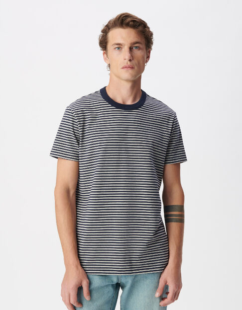 Camiseta de manga corta a rayas de algod&oacute;n org&aacute;nico - IKKS