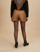 Short fauve de piel sintética con cinturón I.Code-5