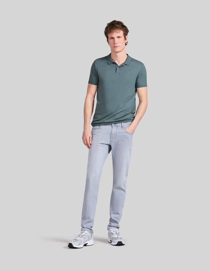 Men’s bluish green cotton modal blend polo shirt - IKKS
