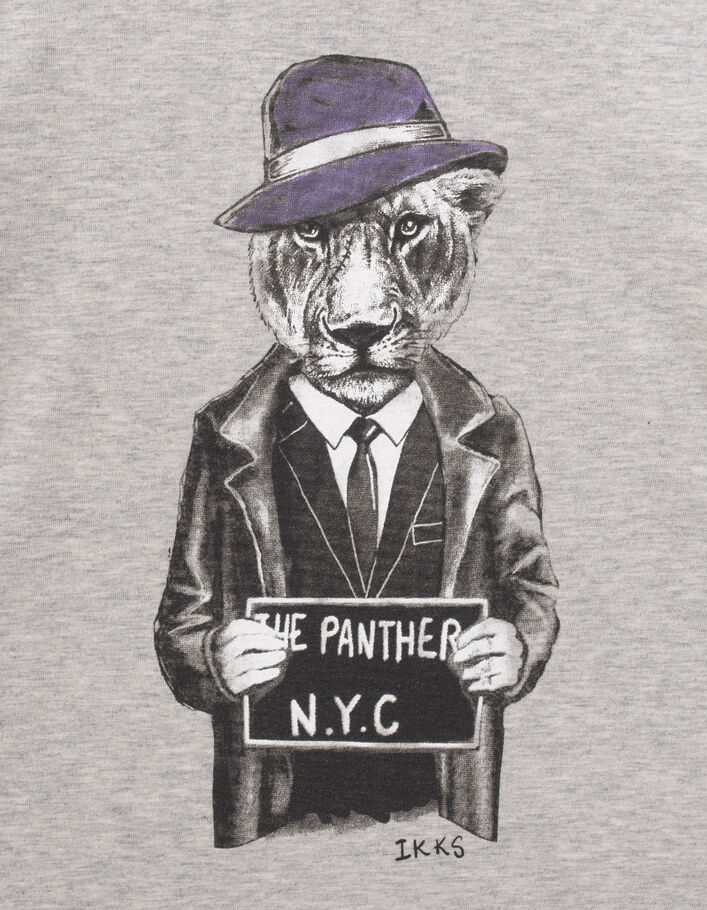 Camiseta gris pantera gánster niño-5