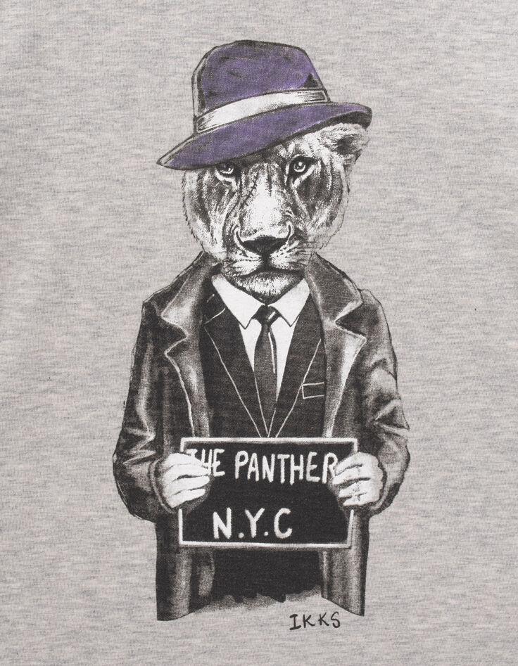 T-shirt gris visuel panth&egrave;re-gangster gar&ccedil;on-4