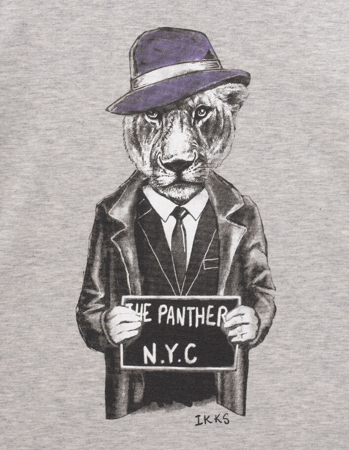 Boys’ grey panther-gangster image T-shirt-5