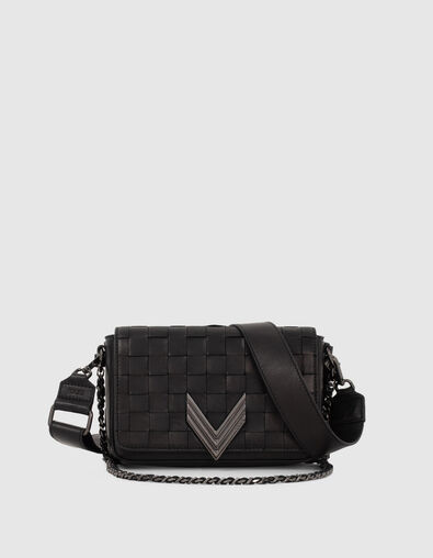 Women’s black checkerboard woven leather TORINO 111 bag - IKKS