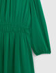 Robe verte upcyclée col collerette Femme-7