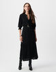 Zwarte lange jurk LENZING™ ECOVERO™ micro-kraag Dames-6