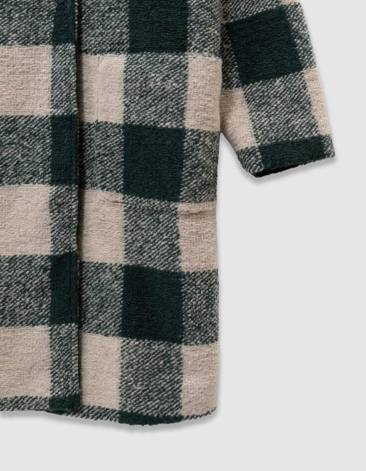Manteau carreaux vert et écru fille-4 Manteau carreaux vert et écru fille-4