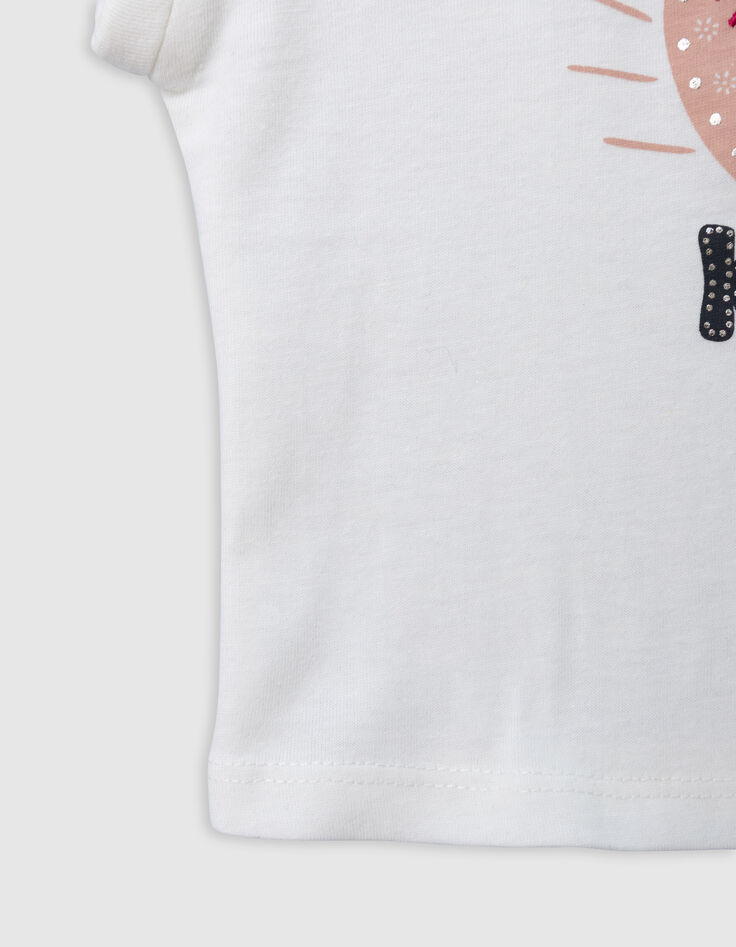 White organic cotton T-shirt with message for girl-4