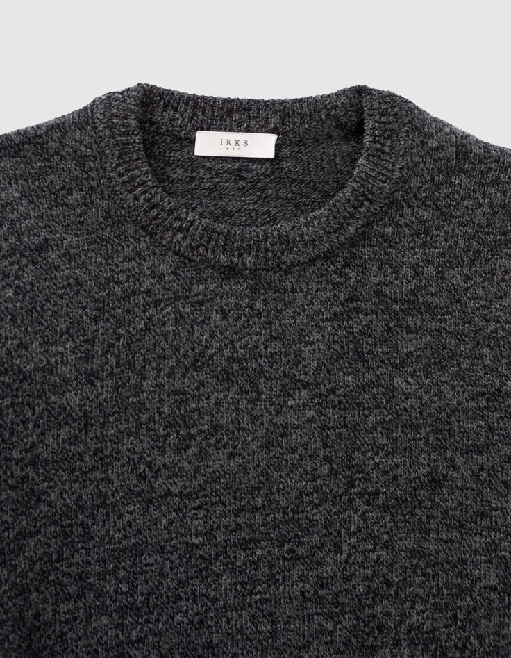 Jersey negro punto moulin&eacute; cuello redondo hombre-2